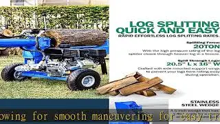 Landworks Log Splitter Portable 20 Ton Rapid Auto Return Ram System Bucher Gear Pump 7HP Engine Hor