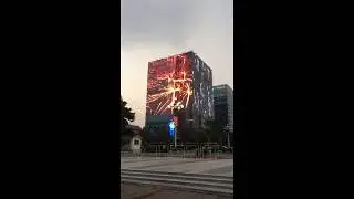 Asia Biggest led mesh transparent screen for facade advertising