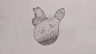 Creative light bulb drawing | Butterflies are flying in the bulb | Easy pencil sketch drawing