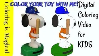 Snoopy Dog Charlie Brown Peanuts Baseball Coloring Page for Kids 영어 배우기 beagle vui vẻ family channel