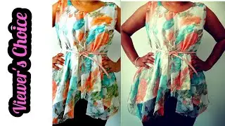 5 Min. DIY/ Reuse old Dupatta/ Saree into Circle Top/ Flowy top/ Reuse old Clothes/ Summers/girl