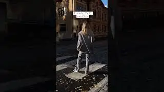 Trendy fall outfits- grey striped suit- brown leather pants low rise with vest- Scandinavian style