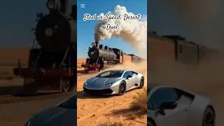 Steel vs. Speed: Desert Duel #Lamborghini #SteamTrain #DesertRace #Cinematic  #DustTrai