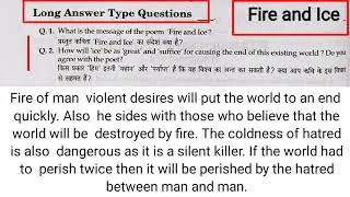 Fire and Ice Long Answer Questions | Fire and Ice Questions and Answers | Fire and Ice Question Ans