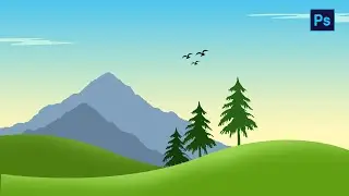 How to draw Easy Landscape on Photoshop tutorial Beginners