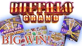 BUFFALO GRAND SLOT MACHINE BIG BONUS WIN MAJOR JACKPOT + BONUS WHEEL MAX BET 😱🤩