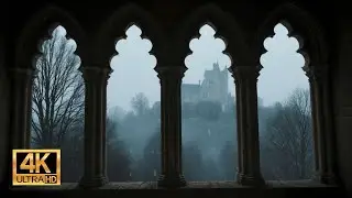 Harry Potter Winter Window View  4K- Hogwarts Snow Ambience & Wind Sounds for Study and Sleep