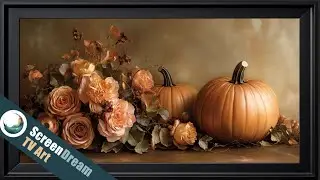 Autumn Pumpkins TV Art | Vintage Fall Pumpkins & Floral TV Art | Fall Art for TV | Pumpkin Painting