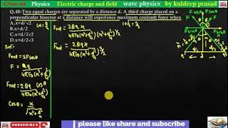 Two equal charges are separated by a distance d A third charge placed on a perpendicular bisector a