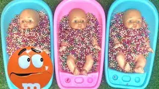 4 Minutes Satisfying Video Mixing Funny Candy ASMR & Make Up in 3 Bathtubs with Magic M&M's Slime