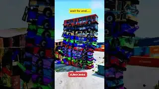 Rainbow Bus drop test part-4🤯🤯#shortsfeed #beamngdrive #shorts #trending