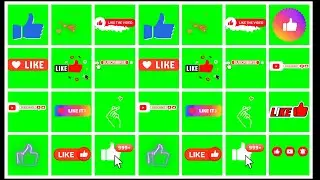 Like Subscribe Button on green screen for chroma and black screen for luma ultra key