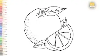 Orange fruit drawing 02 | How to draw an Orange simply step by step | Fruits drawing tutorials