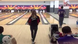 Mackenzie Hungerford bowling at Travel League 3-8-14