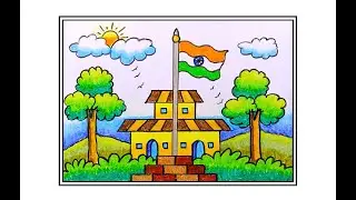26 JANUARY DRAWING/REPUBLIC DAY DRAWING STEP BY STEP/REPUBLIC DAY POSTER/REPUBLIC DAY SCENERY