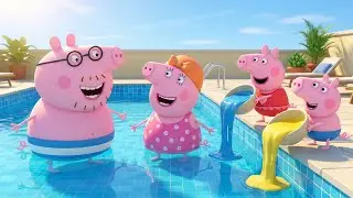 Peppa Pig Family Pool Fun 💦🌈 | A Colorful Summer Splash | Peppa Pig Funny Animation