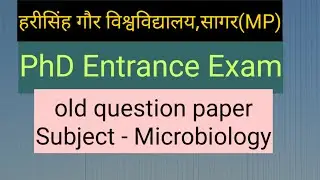 phd entrance exam microbiology old paper Hari singhgaur University Sagar
