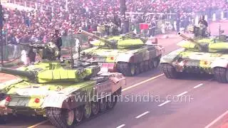 Indian army battle T90 tanks roll down Delhi's Rajpath