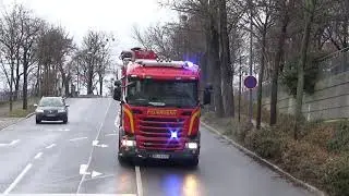 (GW-L + RW-K) Rüstzug der BF Dresden FRW 1 Albertstadt auf Einsatzfahrt zur Straßenbahnentgleisung