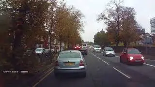 VW Passat Blue. Black woman driver. Incompetent. Cardiff Road, Newport