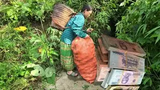 A homeless girl rummaged through a trash can and found a large sum of money. - ly tieu ca