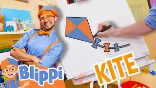 🪁Draw Kites With Blippi 🪁 | Art for Kids | Colors And Fun | Learn to Draw Videos for Kids