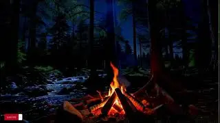 Gentle Firelight for Anxious Sleep 🌌 Campfire & River ASMR (10 Hours)
