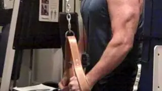 Slow Burn Fred Hahn MedX Triceps Extensions using leather strap