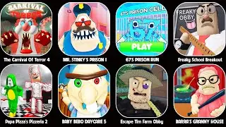 Roblox Escape Papa Pizza's Pizzeria,Escape The Carnival of Terror Obby,MR. STINKY'S PRISON ESCAPE