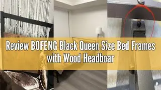 Review BOFENG Black Queen Size Bed Frames with Wood Headboard and Footboard,Heavy Duty Platform Bed
