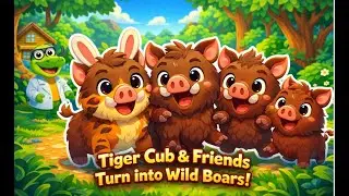 🐯✨ Tiger Cub & Friends Turn into Wild Boars! | Fun 3D Animated Kids Story