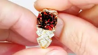 Tanzanian Orange Zircon Ring at 7.71 carats by Kat Florence KF08004