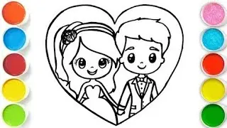 Cute Bride and Groom Drawing, Painting & Coloring For Kids and Toddlers_ Child Art