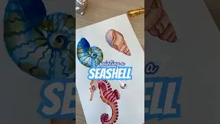 Painting a seashell with watercolor! 🐚🎨 #art #painting #sketch