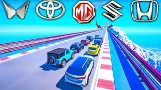 INDIAN🚗 CARS VS EXTREME 😱RAMP JUMP TO MOUNTAIN CHILIAD IN GTA V 