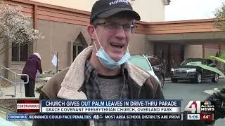 Church distributes palm leaves in drive-thru parade