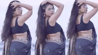 Black Georgette Saree with Gold Border & Sleeveless Black Blouse | Classy Modern Saree Style