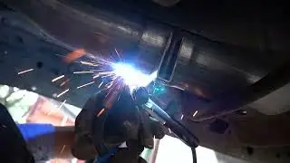 Welding Together The 5 Inch Turbo Back Straight Pipe On My 7.3 L Powerstroke Diesel!