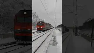 Приветливая 2эс6-1344 с грузовым поездом проезжает о.п.Вяткино #ржд #бмо #2эс6 #синара