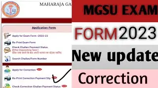 mgsu exam form correction new update 2023 | exam form correction chalan ,receipt,reprint