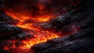 4K VOLCANIC GLOW Background - Slow Lava Flow - 1 Hour Dark Warmth / TV Frame