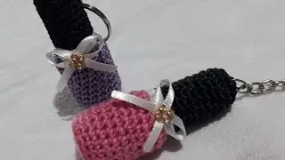 chaveiro de esmaltes em crochê . fácil de fazer