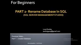 Part 2 - How to Rename Database in SQL (S)