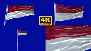 Indonesia flag green screen 4k