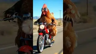 Chicken ride motorcycle #shorts #ai #tending #foryou #animation #funny #comedy