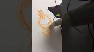 drawing Orikko - kwami using only multicolor pen 🧡 | 4 #miraculous #ballpointpen #miraculousladybug