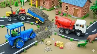 DIY Mini Tractor & Road Roller Making a Concrete Road | Construction Science Project