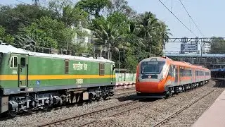 Orange Livery Vande Bharat Express 16 coach, Shivajinagar. #indianrailways #vandebharat #raildrishti