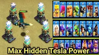 Max Hidden Tesla Vs All Troops (Clash Of Clans)
