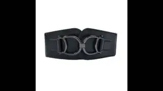 eVogues Plus Size Leatherette Elastic Belt Black  One Size Plus